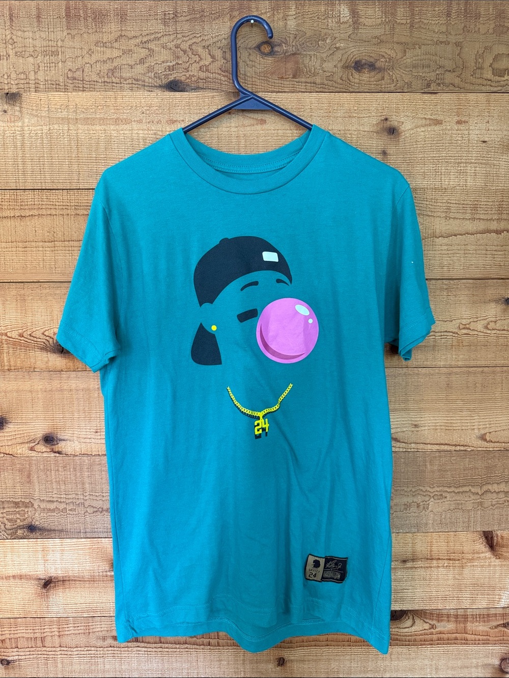 Teal Kids Short-Sleeve Tee with Bubblegum Graphic